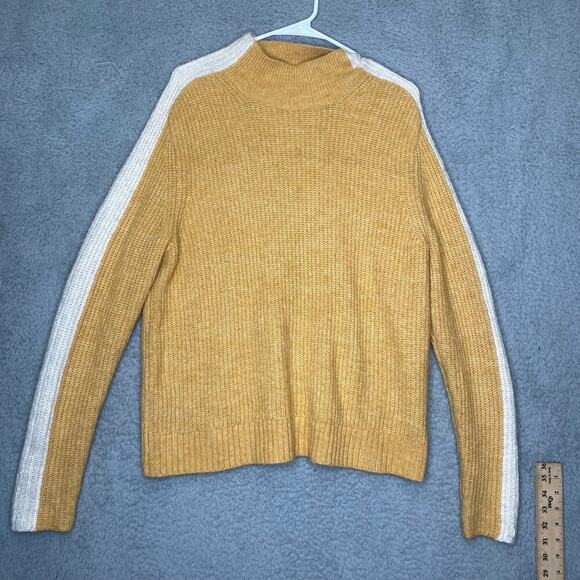 Abercrombie & Fitch womens yellow mock neck sweater stretch tight knit simple - Picture 1 of 9